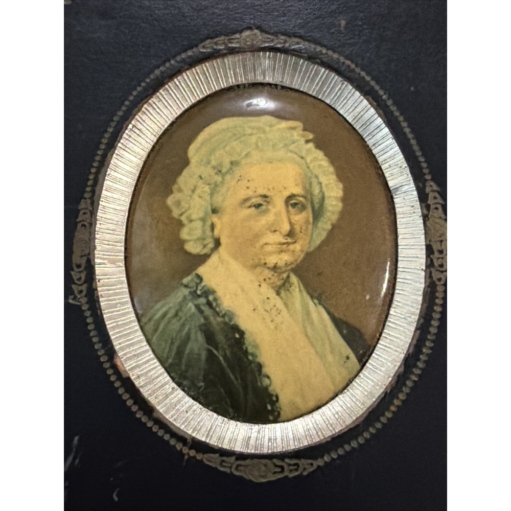 Vintage George and Martha Washington Portrait Bubble Glass Convex Colonial Art - Picture 3 of 7